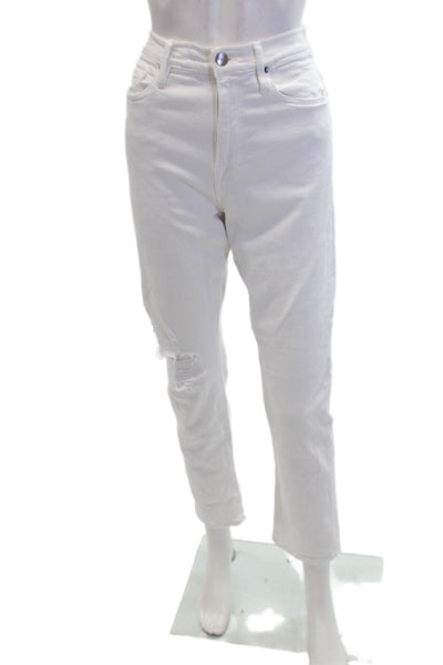 Frame Womens Zip Button Lined Wide Leg Distress Pants White Size EUR 27