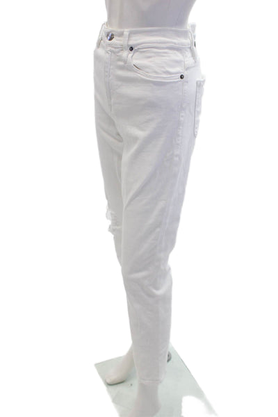 Frame Womens Zip Button Lined Wide Leg Distress Pants White Size EUR 27
