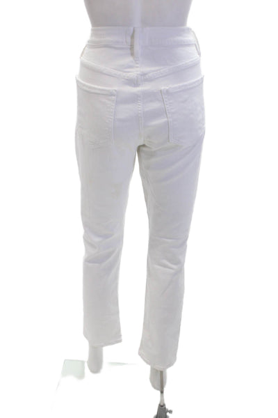 Frame Womens Zip Button Lined Wide Leg Distress Pants White Size EUR 27