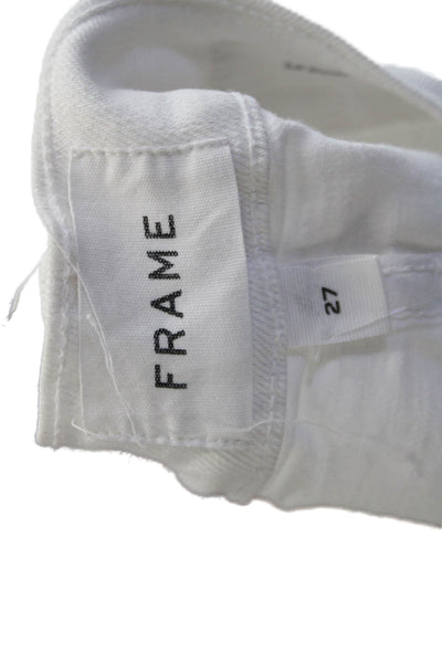 Frame Womens Zip Button Lined Wide Leg Distress Pants White Size EUR 27