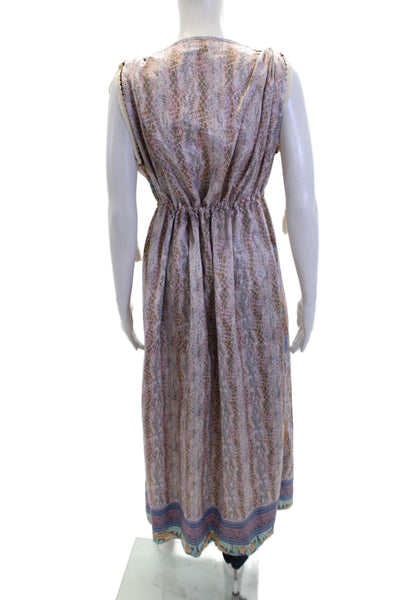 Elizabeth Gillett Womens Animal Print Sleeveless Longline Duster Pink Size M
