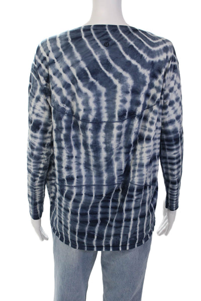 Lululemon Womens Tie-Dye Long Sleeve Round Neck Basic T-Shirt Blue Size 4