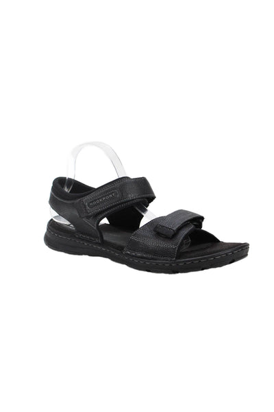 Rocksport Mens Adjustable Open Toe Ankle Strap Sandals Black Size 11