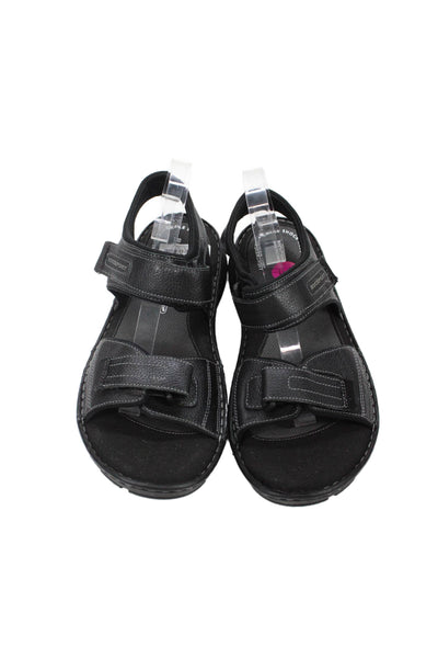 Rocksport Mens Adjustable Open Toe Ankle Strap Sandals Black Size 11