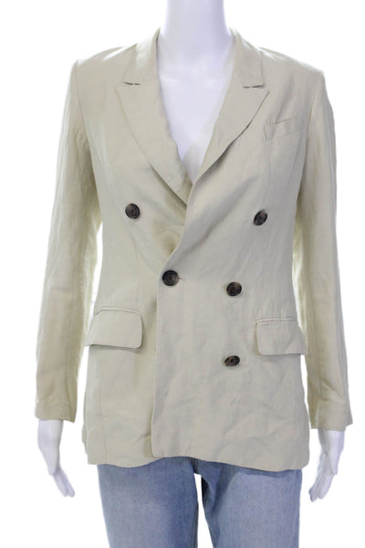 Babaton Womens Double Breasted Collared Long Sleeve Blazer Beige Size 00