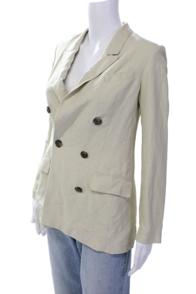 Babaton Womens Double Breasted Collared Long Sleeve Blazer Beige Size 00