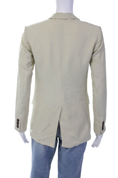 Babaton Womens Double Breasted Collared Long Sleeve Blazer Beige Size 00