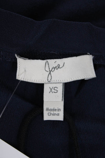 Joie Womens Scoop Neck Silk Boxy Tank Top Navy Blue White Size Extra Small