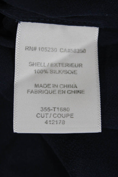 Joie Womens Scoop Neck Silk Boxy Tank Top Navy Blue White Size Extra Small