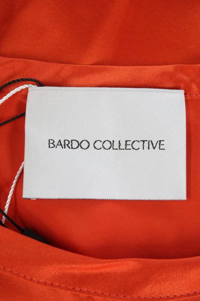 Bardo Collective Womens Short Sleeve Scoop Neck Silk Mini Dress Orange Small