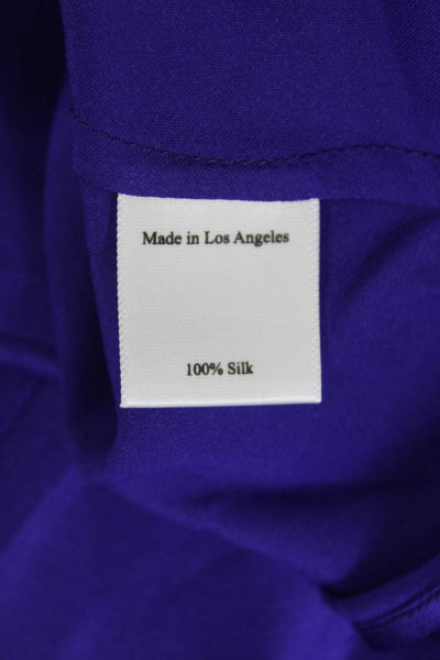 Bardo Collective Womens Long Sleeve Crew Neck Silk Shirt Purple Size Small