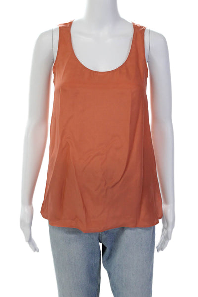 Vince Womens Silk Scoop Neck Sleeveless Lined Tank Blouse Orange Size XS