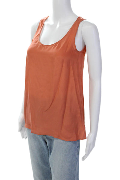 Vince Womens Silk Scoop Neck Sleeveless Lined Tank Blouse Orange Size XS