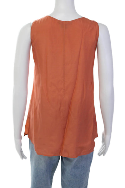 Vince Womens Silk Scoop Neck Sleeveless Lined Tank Blouse Orange Size XS
