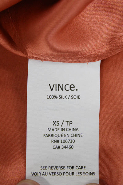 Vince Womens Silk Scoop Neck Sleeveless Lined Tank Blouse Orange Size XS
