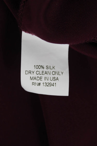 Amanda Uprichard Womens Silk Lace Up Long Sleeve Blouse Top Burgundy Size P
