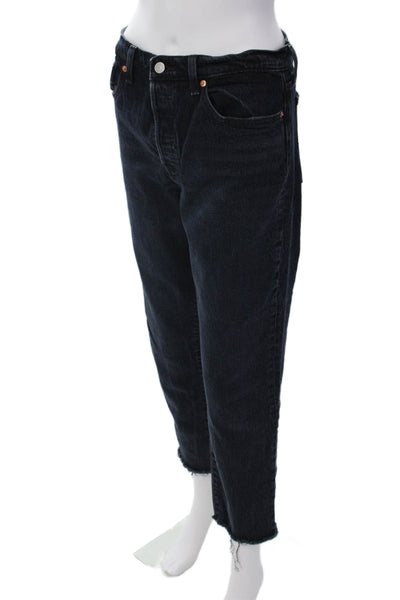 Levis Womens High Rise Button Up Slim Leg Wedgie Jeans Blue Cotton Size 31