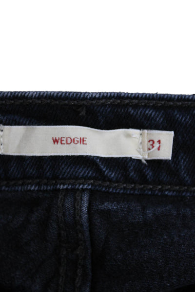 Levis Womens High Rise Button Up Slim Leg Wedgie Jeans Blue Cotton Size 31