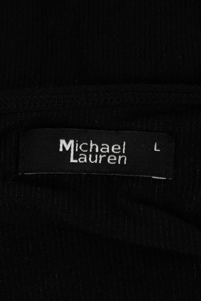 Michael Lauren Womens Ribbed Scoop Neck Long Sleeves Shirt Black Size Large
