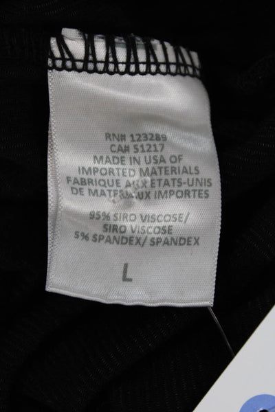 Michael Lauren Womens Ribbed Scoop Neck Long Sleeves Shirt Black Size Large