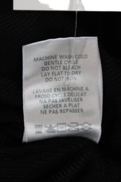 Michael Lauren Womens Ribbed Scoop Neck Long Sleeves Shirt Black Size Large