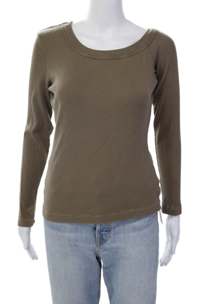 Citizens of Humanity Womens Long Sleeves Shirt Brown Organic Cotton Size Large
