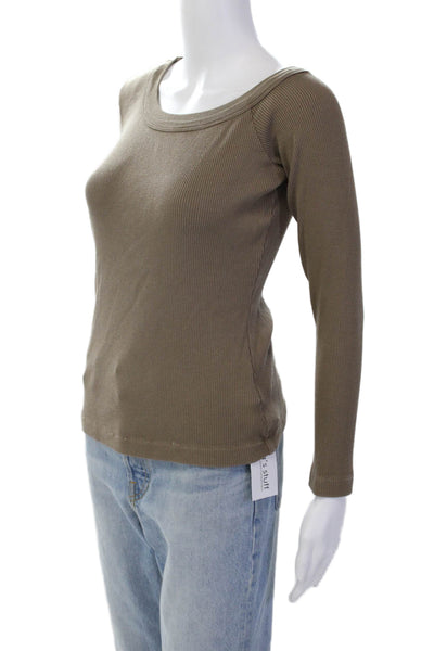 Citizens of Humanity Womens Long Sleeves Shirt Brown Organic Cotton Size Large