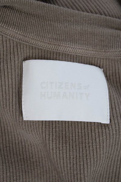 Citizens of Humanity Womens Long Sleeves Shirt Brown Organic Cotton Size Large