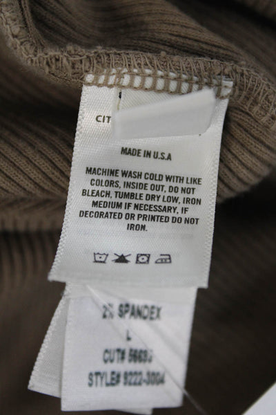Citizens of Humanity Womens Long Sleeves Shirt Brown Organic Cotton Size Large
