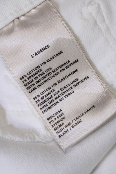L Agence Womens Zipper Fly High Rise Selma Boot Cut Jeans White Denim Size 25