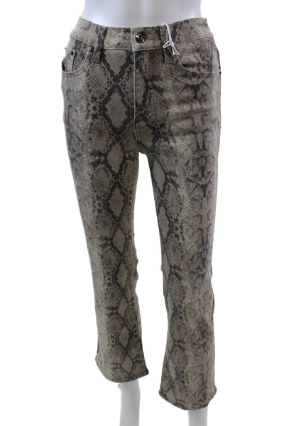 Pistola Womens High Rise Python Printed Lennon Flare Leg Jeans brown Size 24