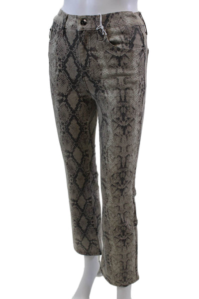 Pistola Womens High Rise Python Printed Lennon Flare Leg Jeans brown Size 24