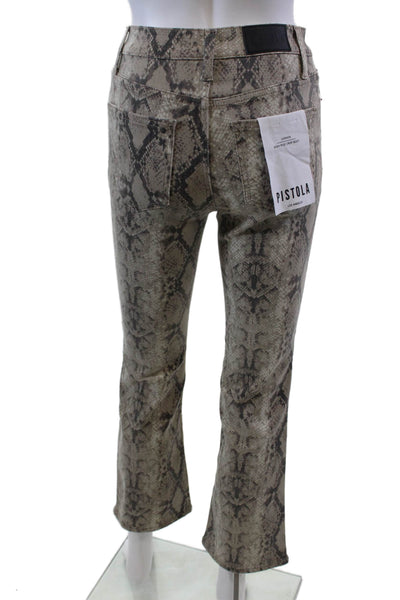 Pistola Womens High Rise Python Printed Lennon Flare Leg Jeans brown Size 24