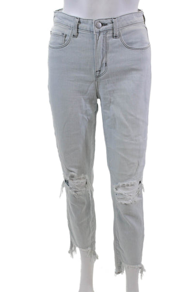 L Agence Womens High Rise Light Wash Distressed High Line Skinny Jeans Blue 24