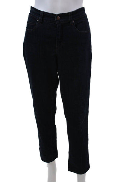 Eileen Fisher Womens Cotton Zip Mid-Rise Dark Wash Denim Jeans Blue Size 10
