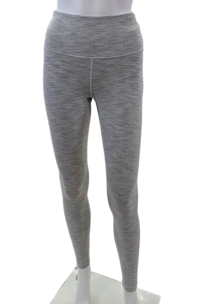 Lululemon Womens Striped Pull On High Rise Leggings White Grey Size 6