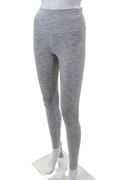 Lululemon Womens Striped Pull On High Rise Leggings White Grey Size 6