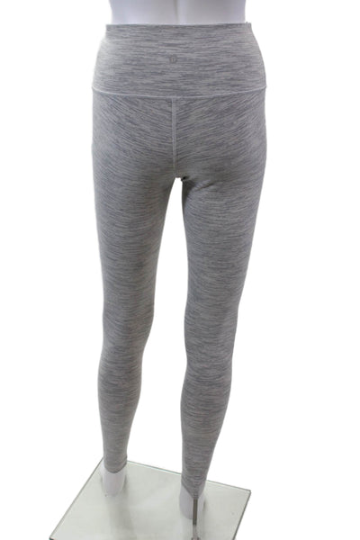 Lululemon Womens Striped Pull On High Rise Leggings White Grey Size 6