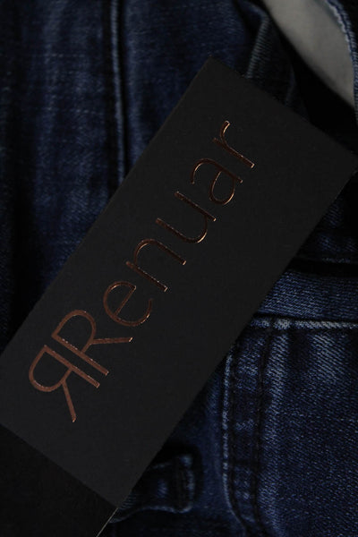 Renuar Womens Jeweled High Rise Indigo Wash Slim Leg Jeans Blue Cotton Size 4