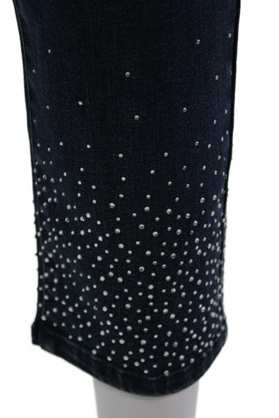Renuar Womens Jeweled High Rise Indigo Wash Jeans Blue Cotton Size 10