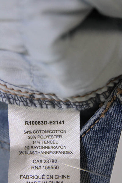 Renuar Womens Jeweled High Rise Skinny Leg Light Wash Jeans Blue Cotton Size 0