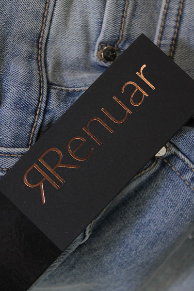 Renuar Womens Jeweled High Rise Skinny Leg Light Wash Jeans Blue Cotton Size 0