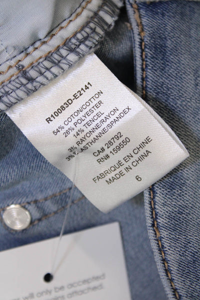 Renuar Womens Jeweled High Rise Light Wash Skinny Leg Jeans Blue Cotton Size 6