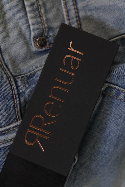 Renuar Womens Jeweled High Rise Light Wash Skinny Leg Jeans Blue Cotton Size 6