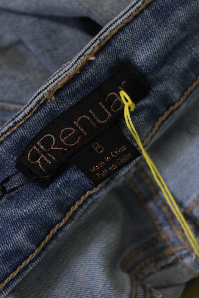 Renuar Womens Jeweled High Rise Light Wash Skinny Leg Jeans Blue Cotton Size 8