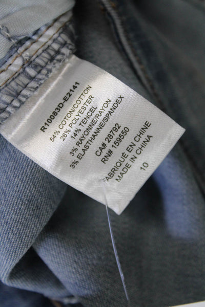 Renuar Womens Jeweled High Rise Light Wash Skinny Leg Jeans Blue Cotton Size 10
