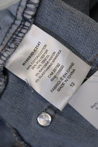 Renuar Womens Jeweled High Rise Light Wash Skinny Leg Jeans Blue Cotton Size 12