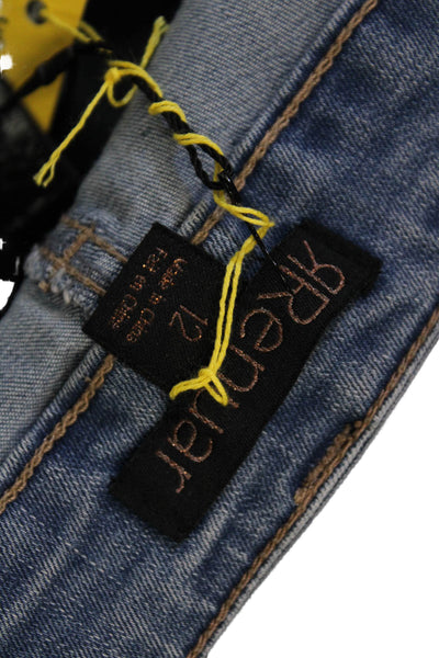 Renuar Womens Jeweled High Rise Light Wash Skinny Leg Jeans Blue Cotton Size 12