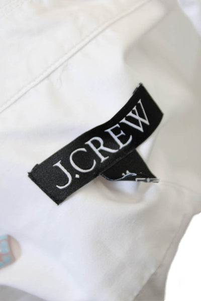 J Crew Womens Cotton Collared Short Sleeve Button Up Blouse Top White Size 14
