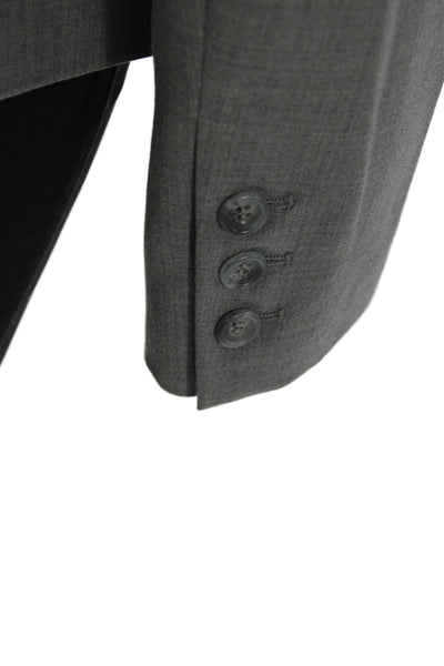Theory Womens Wool Notch Collar Button Up Blazer Jacket Light Gray Size 12